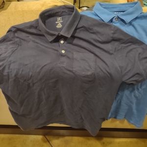 Two Blue Men's Polo Shirts - Large